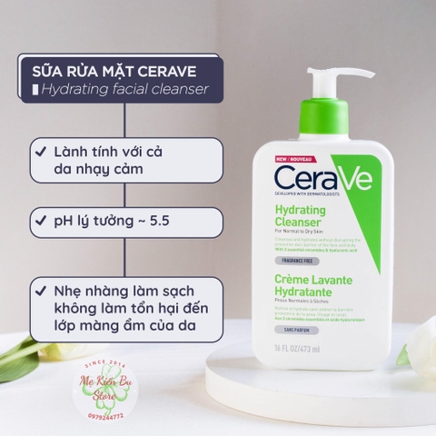 Sữa Rửa Mặt CERAVE Hydrating Facial Cleanser 473ml da khô