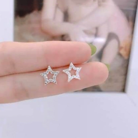 Bong Tai Bạc Nữ Nụ đa Hinh Ngoi Sao Tim Trang Sức Bảo Tin