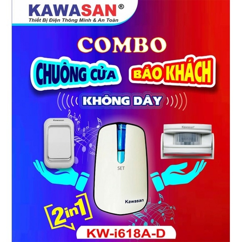 Bộ Báo Khách Không Dây Kết Hợp Nút Nhấn Chuông Cửa I618A-D