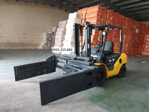 Kẹp giấy (Rotating fork), Kẹp sợi (Bale clamp); Gật gù (Higer Fork) cho xe nâng Komatsu và xe nâng Nhật
