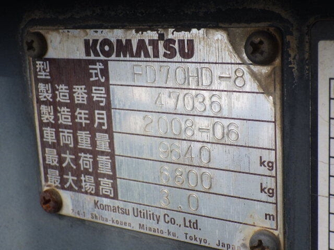 Xe nâng dầu Komatsu 7 tấn FD70HD-8 (47036), sản xuất năm 2008
