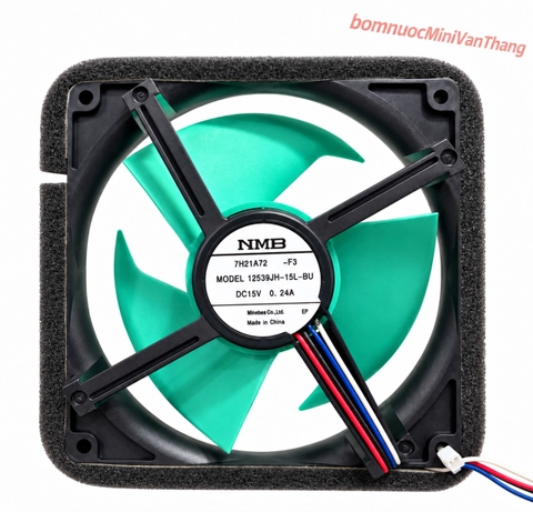 Quạt Tủ Lạnh NMB Minebea 15V 0.24A 4 Dây Cánh Xanh Model 12539JH-15L-BU