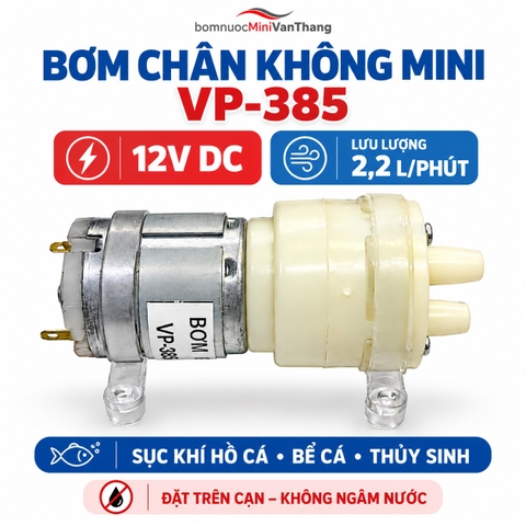 Bơm Chân Không - Bơm Sục Khí Hồ Cá 12V VP-385 12V 2,2L/P