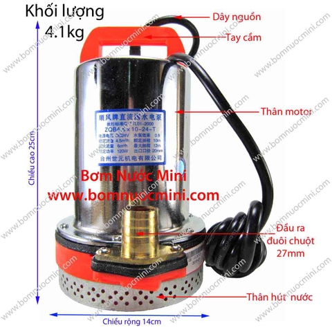 Bơm Chìm Xi Inox 12V 24V 120W