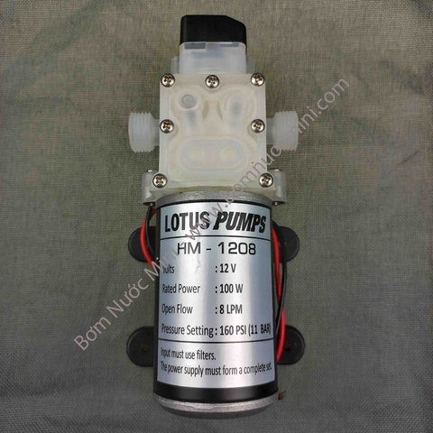 Bơm Áp Lực Thực Phẩm 12V HM-1208 (8L/P) | Máy bơm HM1208 12V