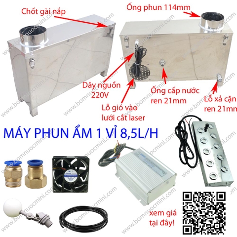 Máy Phun Ẩm 1 Vỉ - Thùng Inox 304 - Full Chống Nước - Kiểu Dài