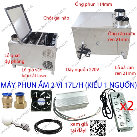 Máy Phun Sương 2 Vỉ Thùng Nhựa