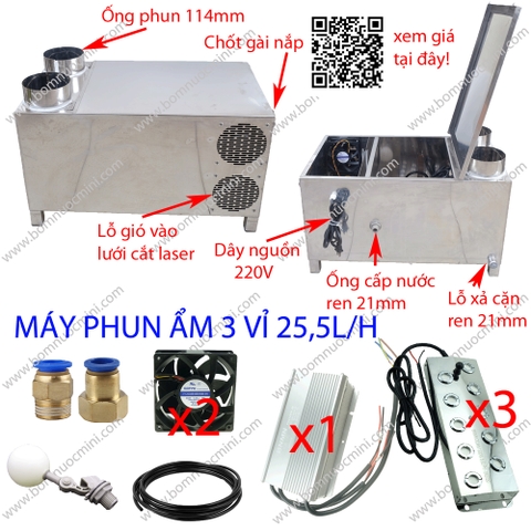 Máy Phun Sương 3 Vỉ - 1 Nguồn Chung