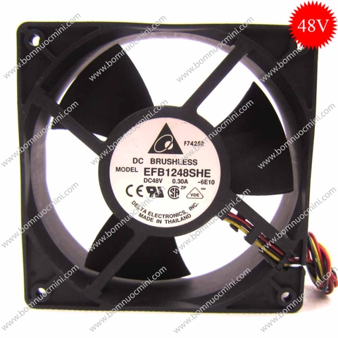 Quạt tản nhiệt Delta 48V 0.3A EFB1248SHE 120x120x38mm | Fan 12038 48V | Quạt 12038 48V