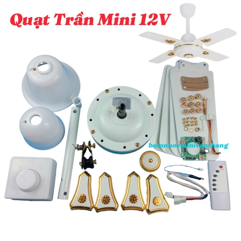 Quạt Trần Brushless  Mini 12V 30W 24in Cánh Sắt