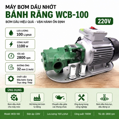 Máy Bơm Dầu Nhớt Bánh Răng 220V WCB-100 (100L/P) | Máy Bơm WCB100 220V