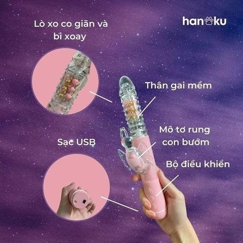 Gậy Rung Thụt Có Gai bi xoay - DV262