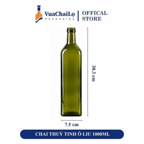Chai thuỷ tinh ô liu vuông 1000ml