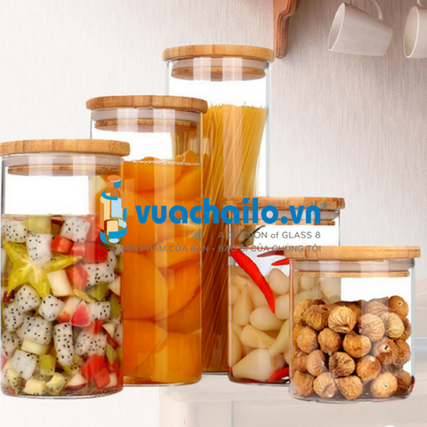 Bán Sỉ Lọ Thủy Tinh Nắp Gỗ Tre 450ml