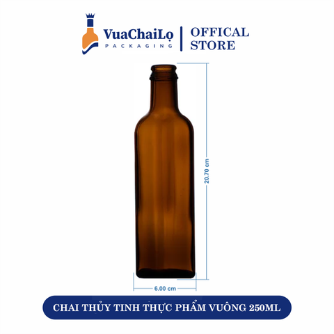 Chai Thủy Tinh Thực Phẩm Vuông 250ML