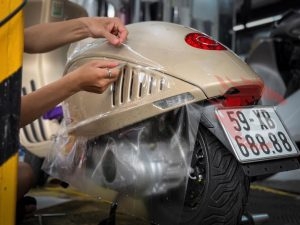 Khám Phá Vespa 946 Rồng Xanh Sau Khi Dán PPF Tại Sài Gòn Độ Xe Bình Dương