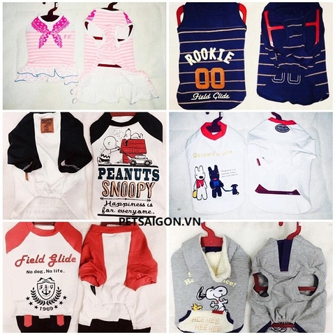 Áo Cho Chó Mèo - Đầm Hồng, Áo Sọc , Áo 3 Con Chó M L