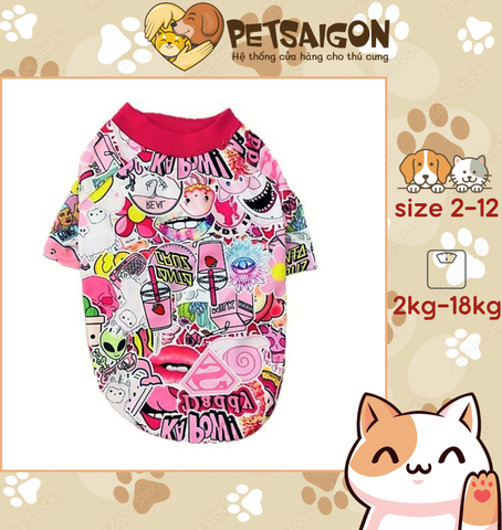 Áo Cho Chó Mèo Màu Hồng Hoạt Hình