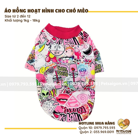 Áo Cho Chó Mèo Màu Hồng Hoạt Hình