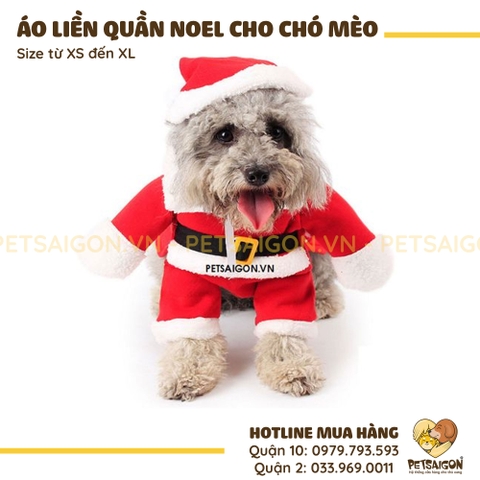 Áo Liền Quần Cho Chó Mèo Cosplay Ông Già Noel