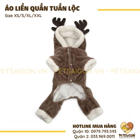 Áo Liền Quần Cho Chó Mèo Hình Tuần Lộc