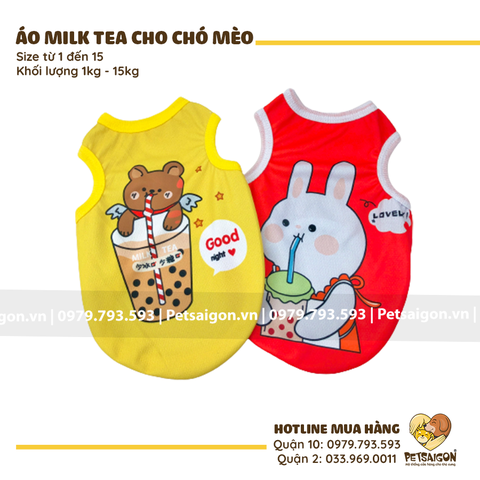 Áo Cho Chó Mèo In Hình Milk Tea
