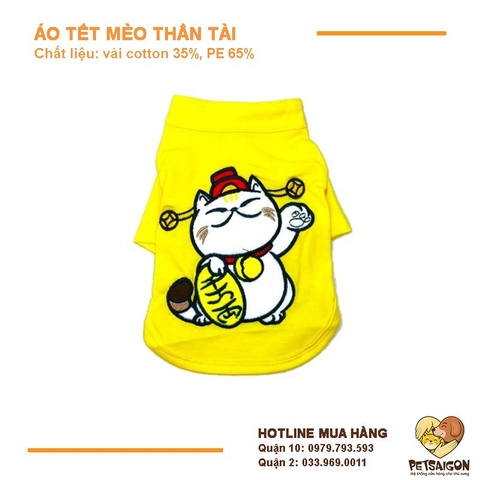 Áo Tết Cho Chó Mèo - Áo Tết Mèo Thần Tài