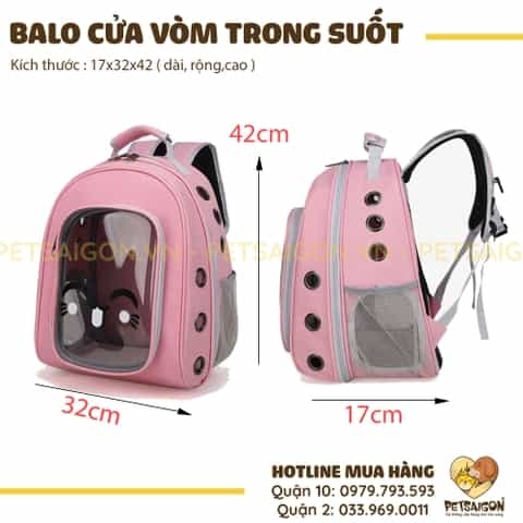 Balo Cho Chó Mèo Cửa Vòm Trong Suốt