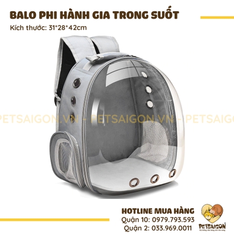 Balo Cho Chó Mèo Phi Hành Gia Trong Suốt
