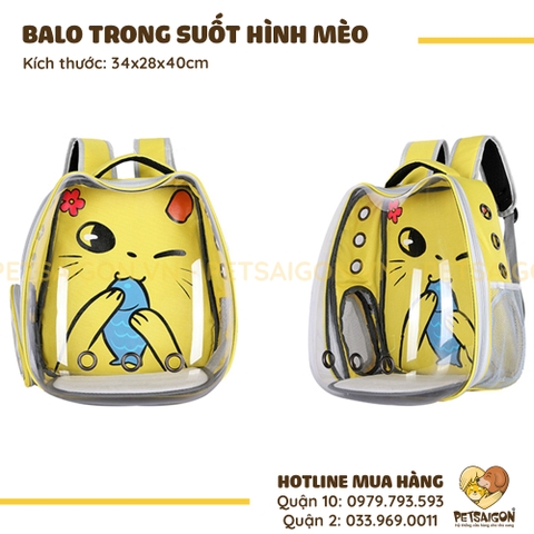 Balo Vận Chuyển Chó Mèo Trong Suốt Hình Mèo