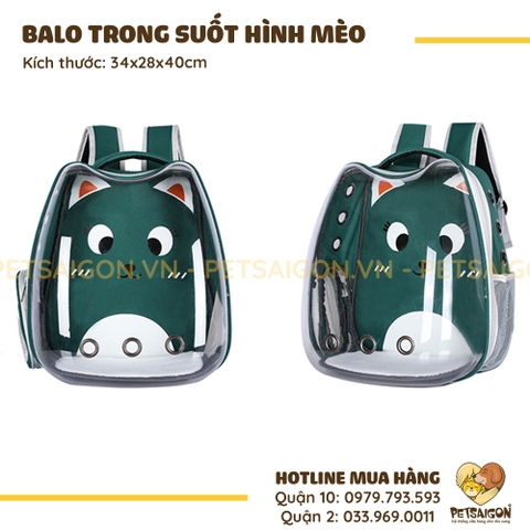 Balo Vận Chuyển Chó Mèo Trong Suốt Hình Mèo