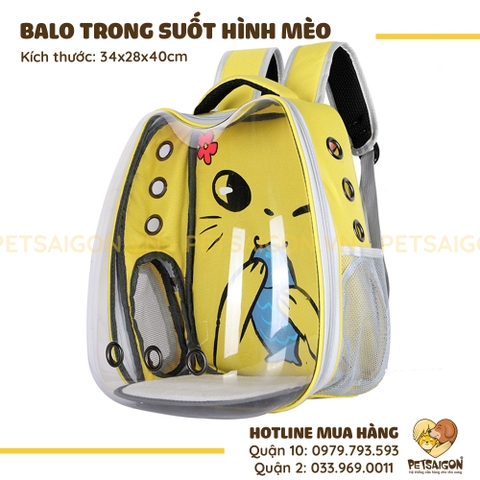 Balo Vận Chuyển Chó Mèo Trong Suốt Hình Mèo