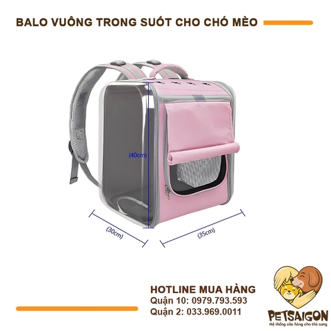 Balo Cho Chó Mèo Vuông Trong Suốt