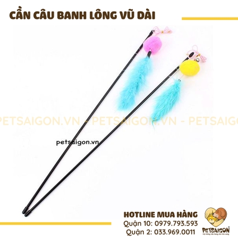 Đồ Chơi Cho Mèo Cần Câu Banh Lông Vũ Dài