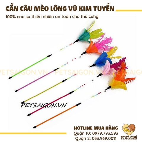 Đồ Chơi Cho Mèo Cần Câu Lông Vũ Kim Tuyến 