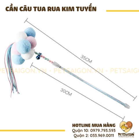 Đồ Chơi Cho Mèo Cần Câu Tua Rua Kim Tuyến
