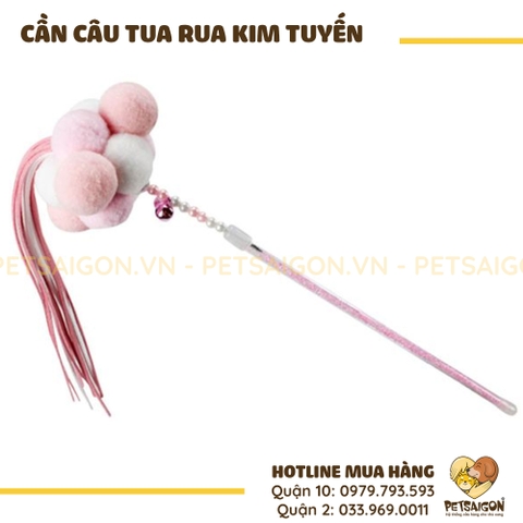 Đồ Chơi Cho Mèo Cần Câu Tua Rua Kim Tuyến