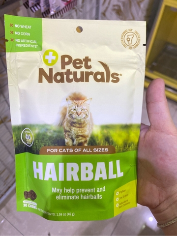 Viên nhai tiêu búi lông cho mèo Pet Naturals Hairball -45g-30viên