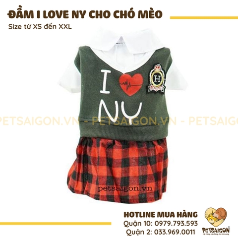 Đầm Cho Chó Mèo In Chữ I Love NY