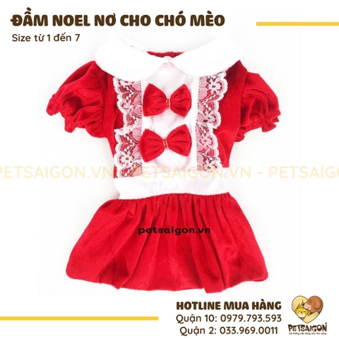Đầm Cho Chó Mèo Noel Đính Nơ