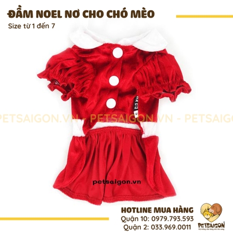 Đầm Cho Chó Mèo Noel Đính Nơ