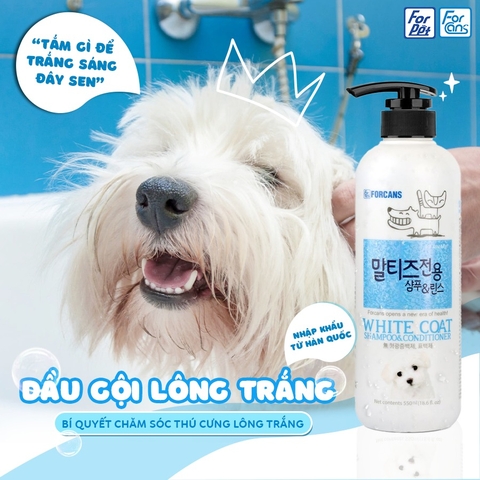 Dầu Gội & Xả Cho Chó Lông Trắng Forcans White Coat 550ml