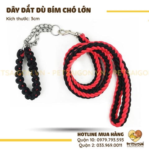 Dây Dắt Cho Chó Lớn Kèm Vòng Cổ Dạng Dây Dù Bím Đan Chéo
