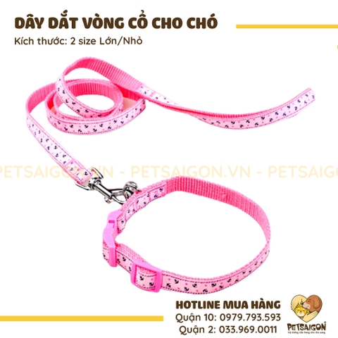 Dây Dắt Cho Chó Mèo Nhỏ Kèm Vòng Cổ