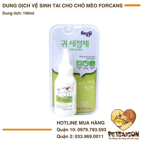 Dung Dịch Vệ Sinh Tai Cho Chó Mèo Forcans 100ml