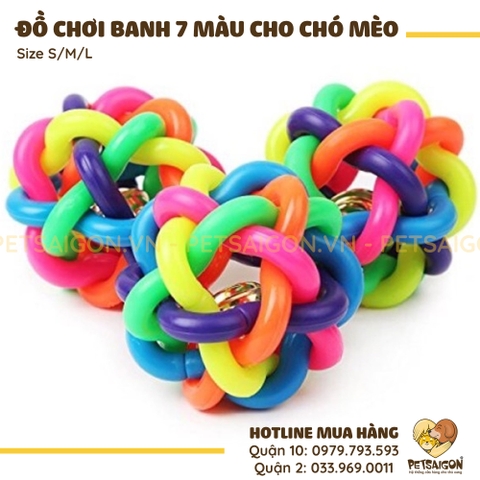 Đồ Chơi Cho Chó Mèo Banh 7 Màu Có Chuông Bên Trong