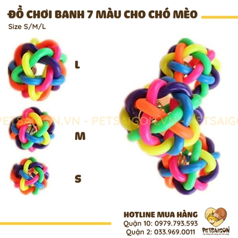 Đồ Chơi Cho Chó Mèo Banh 7 Màu Có Chuông Bên Trong