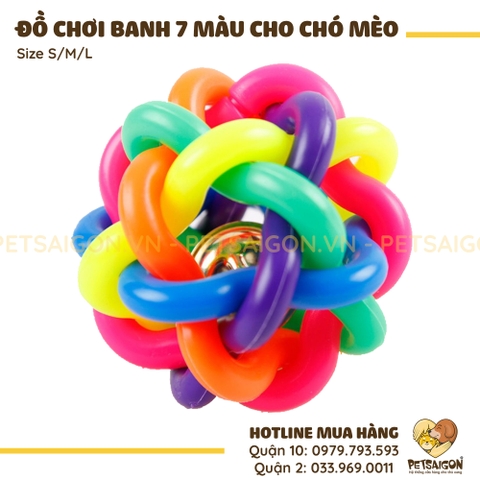 Đồ Chơi Cho Chó Mèo Banh 7 Màu Có Chuông Bên Trong