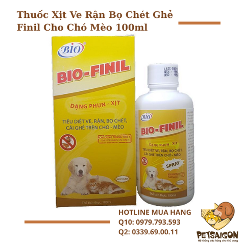 Thuốc Xịt Ve Rận Bọ Chét Ghẻ Finil Cho Chó Mèo 100ml