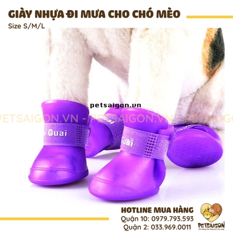 Giày Cho Chó Mèo Mang Đi Mưa Bằng Nhựa
